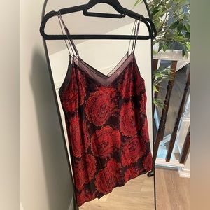 Vintage Free People Velvet Tank | Paisley Red Camisole